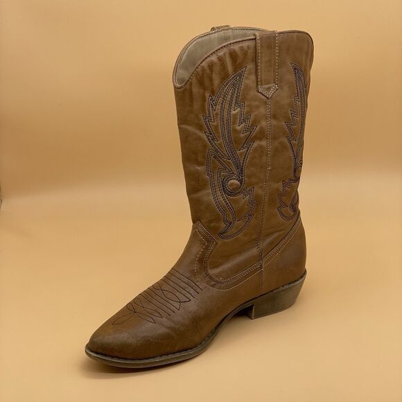Coconuts by Matisse Gaucho Cowboy Boots Women's 8M Tan Black Stitching Comfort
